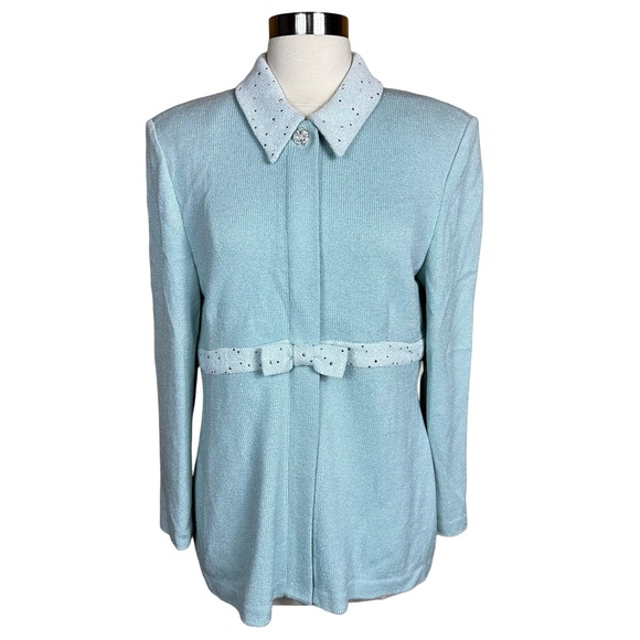 St. John Evening Santana Knit Coquette Sequin Pearl Crystal Embellished Jacket 8 - Picture 2 of 15